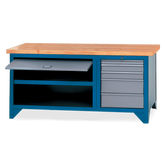 Bancada com 5 Gavetas Porta retrátil Suporte para morsa N05 e Tampo de pinus 40mm 217A CMB