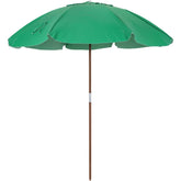 Guarda Sol 2,40 Metros Verde Bandeira em Bagum Caiobá e Alumínio com Vareta de Fibra Bel