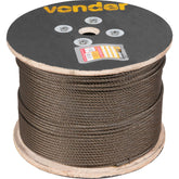 Cabo de Aço Polido AF 9,53mm 3/8" 6X19S com 500m Vonder