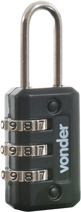 Cadeado com segredo 20mm preto 3 combinações Vonder