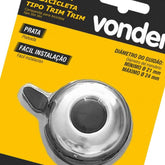 Campainha para bicicleta tipo trim trim prata Vonder