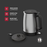 Chaleira Elétrica Wap WCE2 Portátil Aço Inox 1,7 Litros de Capacidade 127V