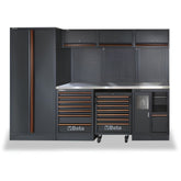Conjunto Móveis Oficina com Bancada Inox Armário Parede Carrinho Paineis Ferramenta C45PROX Beta