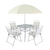 Conjunto Miami Branco 4 Cadeiras 1 Mesa 1 Ombr. Bel Lazer