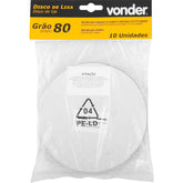 Disco de Lixa c/ Costado em Pluma 150mm G80 10 peças Vonder