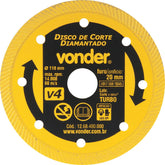 Disco diamantado 110mm turbo furo 20mm v4 Vonder