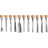 Jogo Formão Entalhar Madeira 11 peças Cabo Madeira Vonder