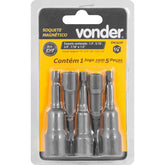 Jogo Soquete Magnetico Polegada com 5 peças - Vonder
