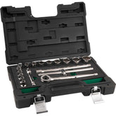 Jogo de Soquetes Estriados Encaixe 1/2'' 10mm à 32mm com 18 Peças Belzer