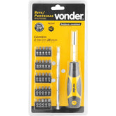 Jogo Bits/Ponteira Crv com 28 peças Enc 1/4 Vonder