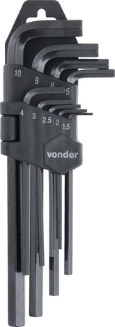 Jogo Chave Allen 1,5-10,0mm Tipo L Curta c/ 9 peças Vonder