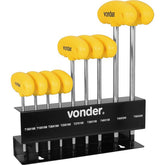 Jogo chave hexalobular T10-T50 9 peças com cabo Vonder