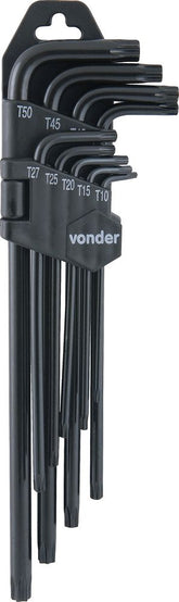 Jogo Chave Torx Cromo Vanádio Com 9 Peças T10-T50 Vonder