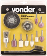 Jogo ponta montada e escovas com 12 peças Vonder