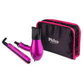 Kit Travel Shine Philco Com Secador de Cabelos 1000W Prancha e Necessaire Bivolt