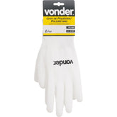 Luva poliéster helanca g branco palma pu ca30909 Vonder