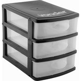 Organizador Plástico 3 Gavetas Preto E Transparente - Vonder