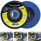 Disco Flap 115 mm G80 Fibra Reto Azul Aço e Inox Tradestar