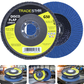 Disco Flap 115 mm G50 Fibra Conico Azul Aço e Inox Tradestar