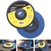 Disco Flap 180 mm G80 Fibra Cônico Azul Aço e Inox Tradestar
