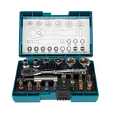 Kit de Bits e Soquetes 21 Peças com Chave Catraca B-54081 Makita