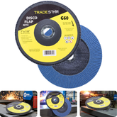 Disco Flap 180 mm G60 Fibra Reto Azul Aço e Inox Tradestar