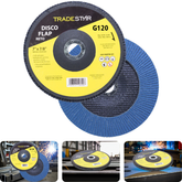 Disco Flap 180 mm G120 Fibra Reto Azul Aço e Inox Tradestar
