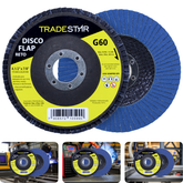 Disco Flap 115 mm G60 Fibra Reto Azul Aço e Inox Tradestar