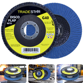 Flap Disc 115 mm G40 Fibra Reto Azul Aço e Inox Tradestar