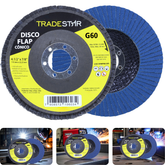Disco Flap 115 mm G60 Fibra Cônico Azul Aço e Inox Tradestar