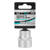 Soquete Sextavado 15/16'' Aço CrV Encaixe 1/2'' Stels 1385455 Com Clips Plástico