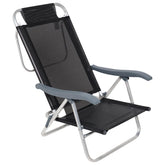 Cadeira de Praia Reclinável Sunny Mormaii Preta Suporta até 120kg 6 Posições Alumínio