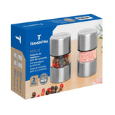 Conjunto 2 Moedores Sal Pimenta Tramontina Realce Inox Acrilico Moinho Ceramica 10g 4g