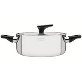 Caçarola Rasa Tramontina Grano Baquelite Aço Inox 24 Cm 4,7 L Corpo Triplo Indução Tampa Inclusa