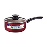 Panela Tramontina Paris 18 cm 2,1 L Alumínio Vermelha Antiaderente Starflon Max Tampa De Vidro
