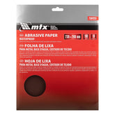 Folha de Lixa Costada de Tecido Grão 100 230x280mm 10 Peças Alta Resistência MTX