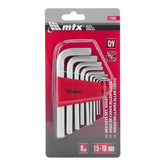 Jogo De Chaves Hexagonais Curtas 1.5-10mm Crv Acetinado 9pçs Mtx 123039