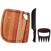 Jogo Para Churrasco Tramontina Black 3 Peças Faca Garra E Tábua Madeira Aço Inox Escurecido