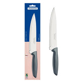 Faca Chef Tramontina Plenus 8 Polegadas 20 cm Aço Inox Cabo Polipropileno Cinza Corte Preciso