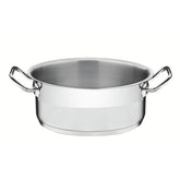 Caçarola Rasa Aço Inox 28 cm 7,13 Litros Fundo Triplo Linha Professional Sem Tampa Alta Performance