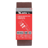 Cinta De Lixa Mtx P100 100x610mm 3 Peças Acabamento Madeira Metal Plástico