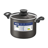 Caldeirão Tramontina Paris Antiaderente Starflon Max 24 cm 7,2 L Chumbo com Tampa de Vidro