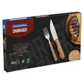Jogo Para Churrasco Tramontina Dynamic 12 Peças Aço Inox Cabos De Madeira Natural
