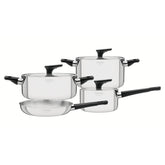 Jogo De Panelas Tramontina Grano Baquelite Aço Inox Corpo Triplo 4 Peças Indução