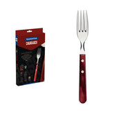 Conjunto 4 Peças De Garfos Jumbo Para Churrasco Tramontina Aço Inox Cabo Vermelho Polywood