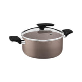 Caçarola Tramontina Milazzo 28 Cm 1.8 Mm Antiaderente Starflon Max Tampa De Vidro Amêndoa