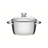 Caçarola Funda Tramontina Allegra Aço Inox Fundo Triplo 5,7 L 24 cm Com Tampa De Vidro Indução