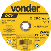 Disco de Corte 180,0X3,2X22,23 DCV Vonder