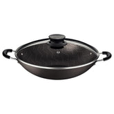 Panela Wok Tramontina Paris 36 cm 6,0 L Alumínio Antiaderente Starflon Max Com Tampa De Vidro Chumbo
