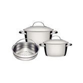 Jogo De Panelas Tramontina Allegra Aço Inox Fundo Triplo 3 Peças Indução 260C